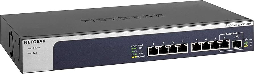 Netgear XS508M-100EUS 8PT 10G/MULTI-GIG, 1 combo 10G/1G SFP+ Unmanaged SWITCH