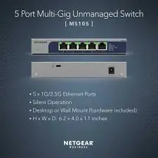 Netgear MS105-100EUS   5PT Multi-Gig(2.5G) Unmanaged SWITCH
