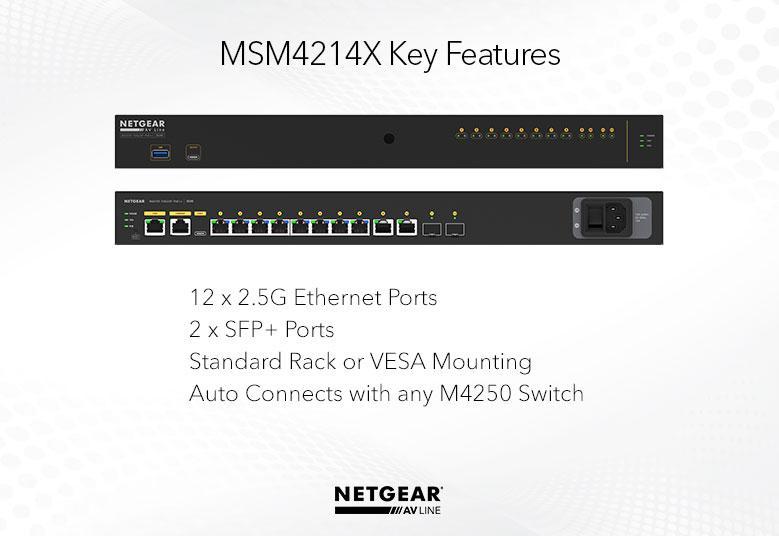 Netgear MSM4214X-100EUS / M4250-12M2XF / 12PT Multi-Gig(2.5G) and 2xSFP+ Managed Switch AV Line