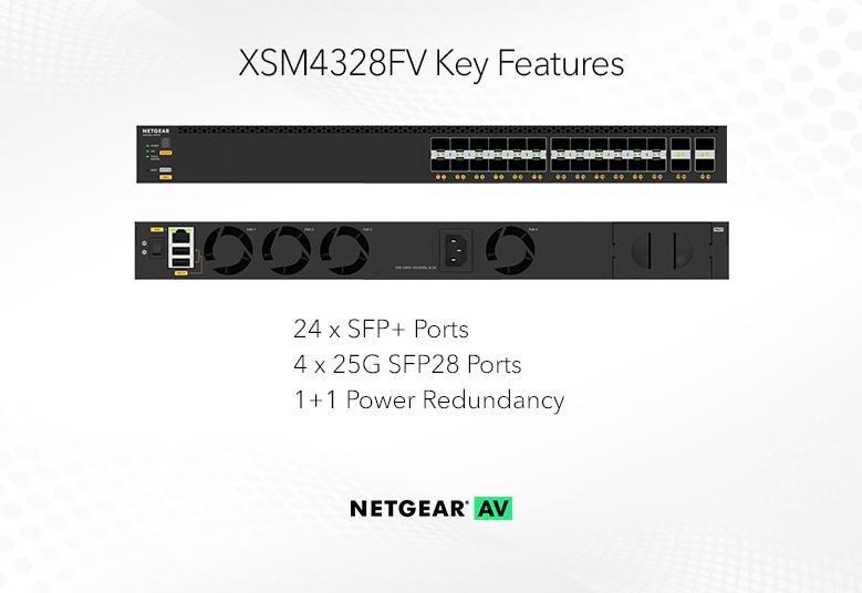 Netgear XSM4328FV-100NES / M4350-24F4V / 24xSFP+ and 4xSFP28 25G L3 Managed stackable switch AV Line