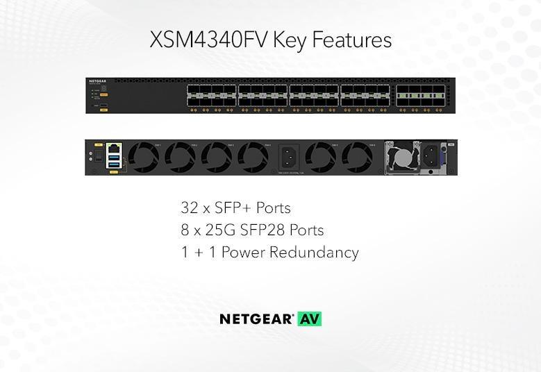 Netgear XSM4340FV-100NES / M4350-32F8V / 32xSFP+ and 8xSFP28 25G L3 Managed stackable switch AV Line