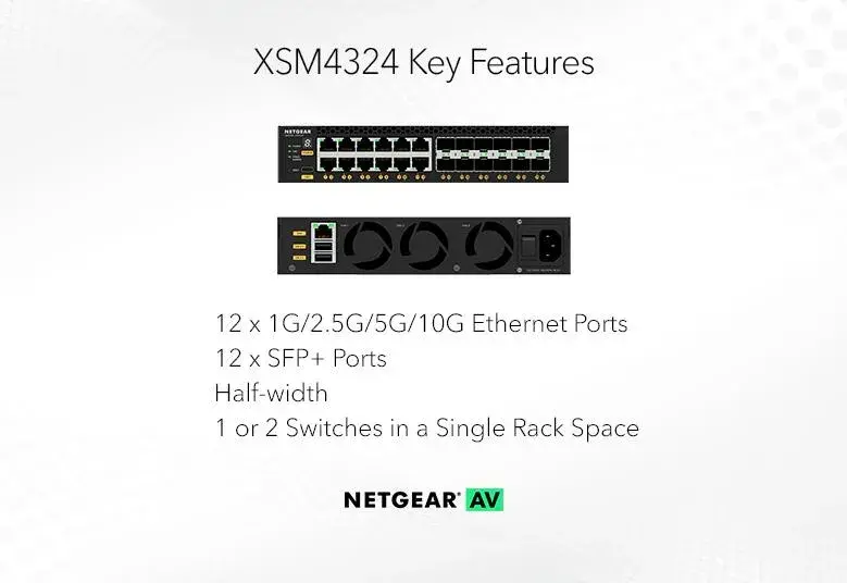 Netgear XSM4324-100NES / M4350-12X12F / 12x10G/Multi-Gig and 12xSFP+ Half-Width L3 Managed stackable switch AV Line